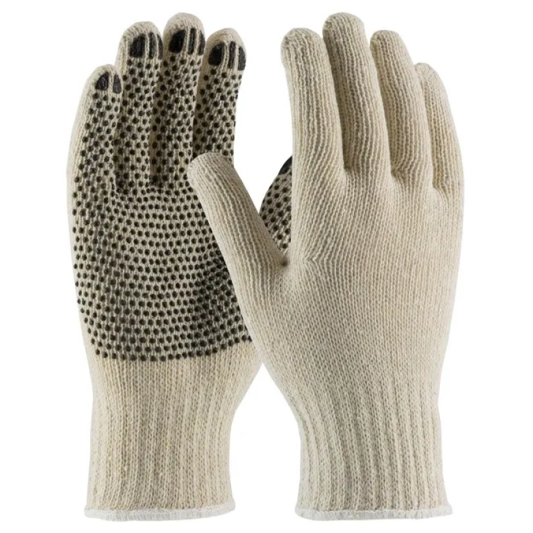 Premium Breathable PVC Polka Dotted Knit Cotton Safety Work Gloves