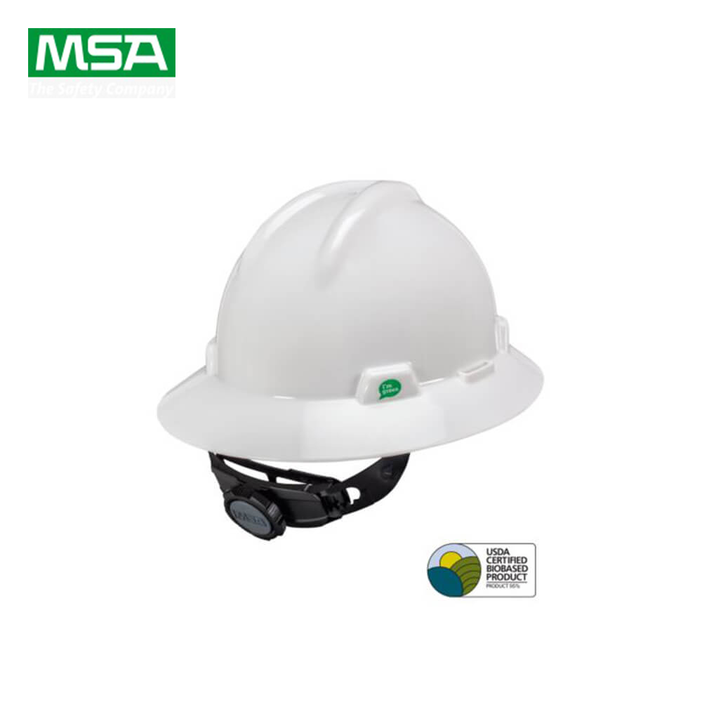 MSA V-Gard GREEN Full Brim Renewable Safety Hard Hat