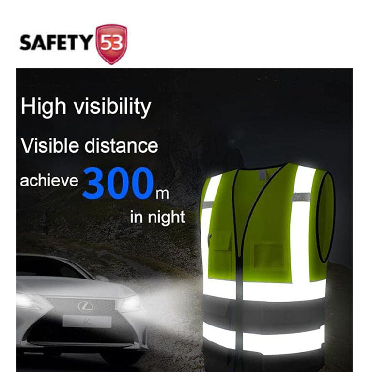 High Visibility Reflective Safety Vest Ten Pack with Storage Pockets