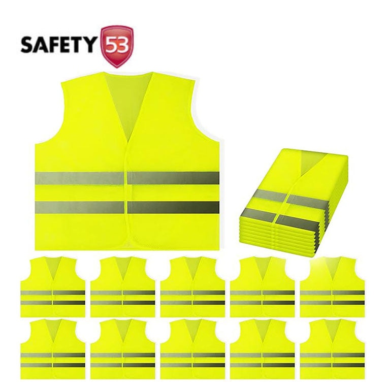 High Visibility Yellow Reflective Mesh Safety Vest with Silver Strips