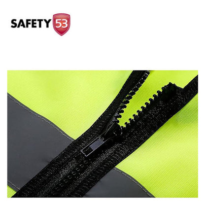 High Visibility Red Safety Vest with Multi Functional Pockets and Zipper