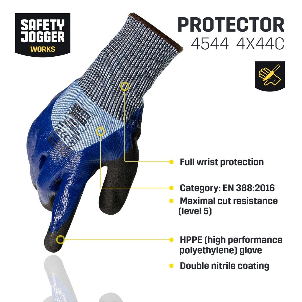 Safety Jogger Protector HPPE Double Nitrile Coated Cut Resistant Gloves