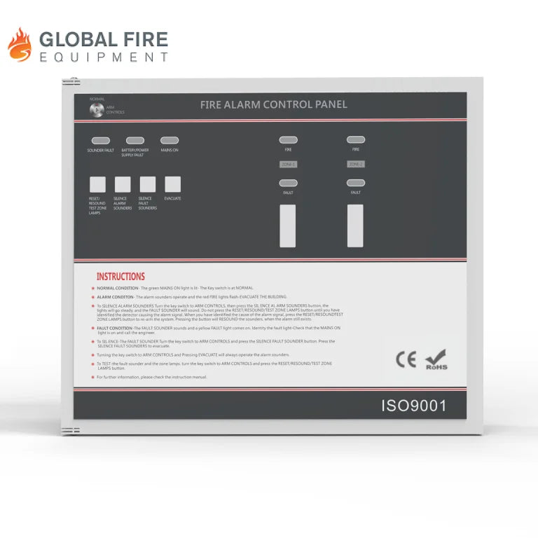 Fire Control Room Panel Global Fire CP100 6-Zone Conventional Fire Alarm Control Panel ...