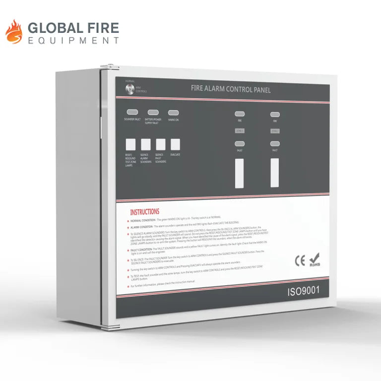 Global Fire CP100 2 Zone Conventional Fire Alarm Control Panel