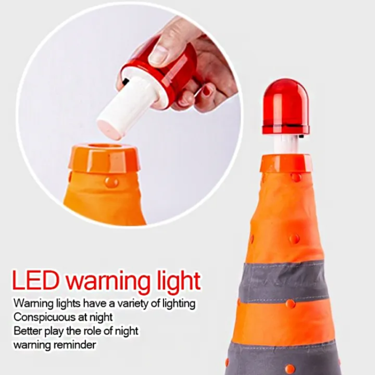 Portable Reflective Foldable Traffic Cone with LED Safety Light