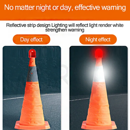 Portable Reflective Foldable Traffic Cone with LED Safety Light