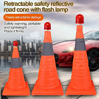 Portable Reflective Foldable Traffic Cone with LED Safety Light