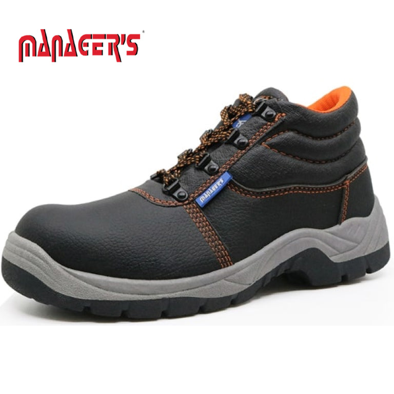 Bison S3 Manager Black Full Grain Leather Steel Toe Shoes
