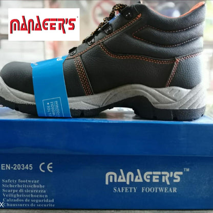Bison S3 Manager Black Full Grain Leather Steel Toe Shoes