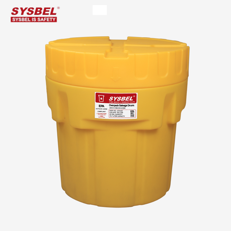 Sysbell 20 Gallon Polyethylene Overpack Salvage Drum for Chemical Spills