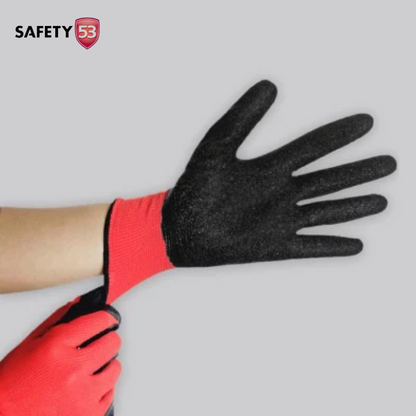 Latex Rubber Crinkle Coated Hand Safety Work Protection Gloves