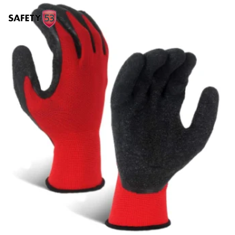 Latex Rubber Crinkle Coated Hand Safety Work Protection Gloves