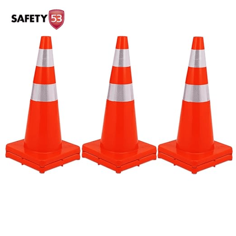 28 Inch Orange Safety Traffic Cone with Reflective Collar