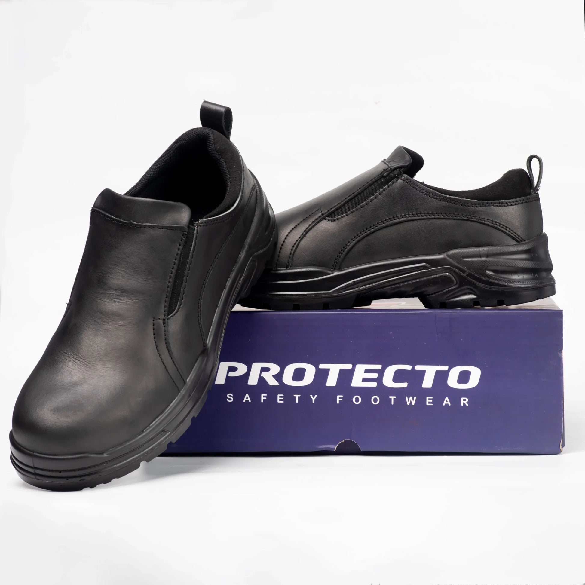 Protecto Steel Toe Genuine Leather Slip-On Professional Safety Shoes