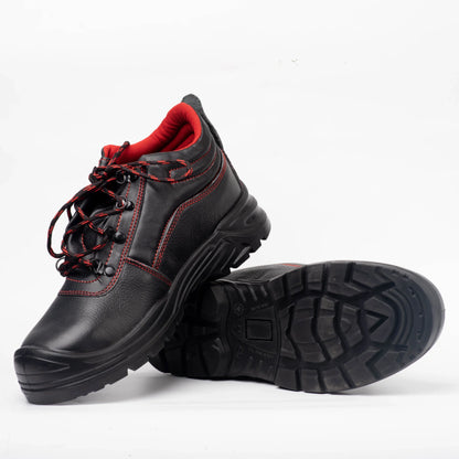 Protecto Steel Toe Leather Safety Shoes with Anti-Slip Rubber Sole