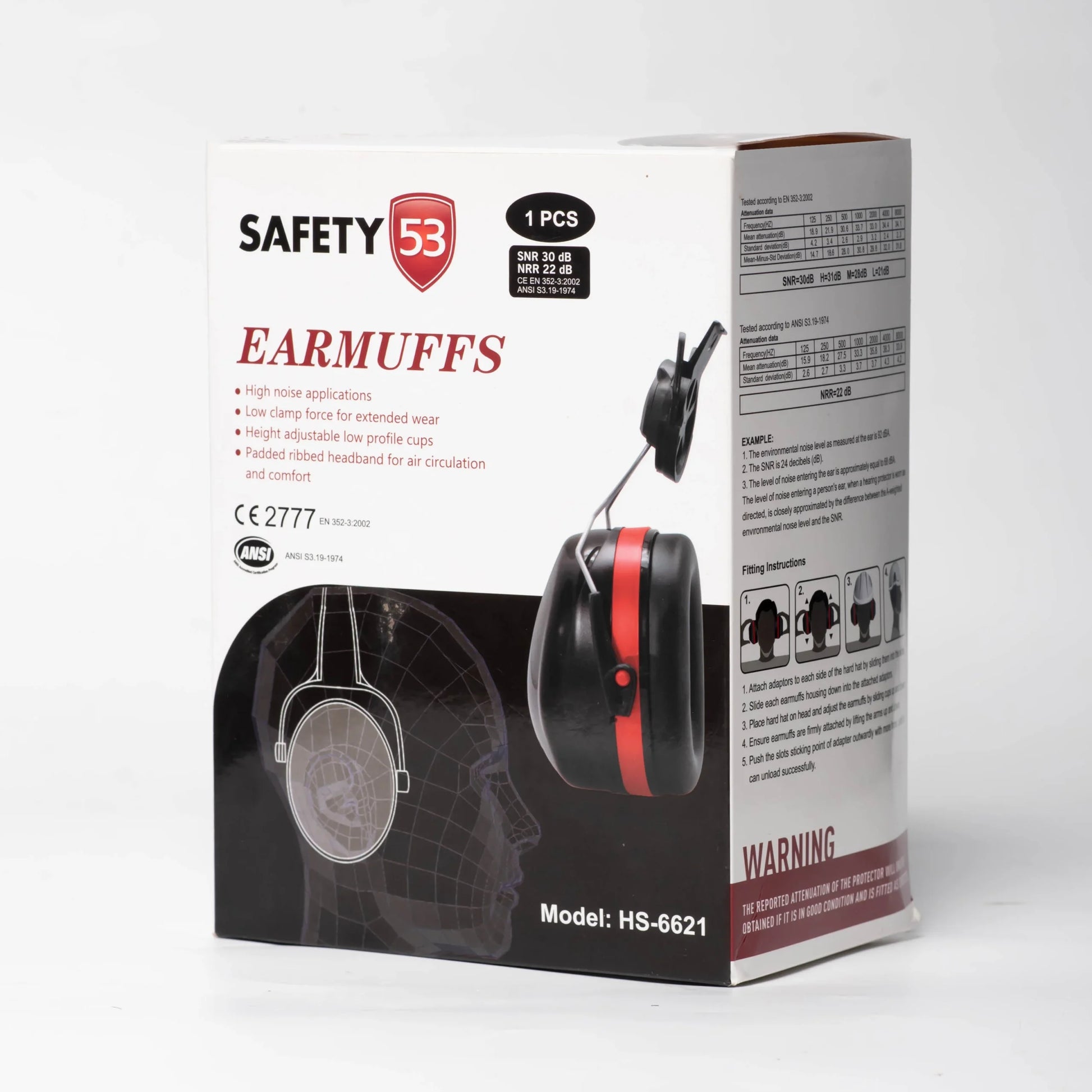 Safety 53 HS-6622 Professional Noise Reduction Earmuffs 31dB SNR