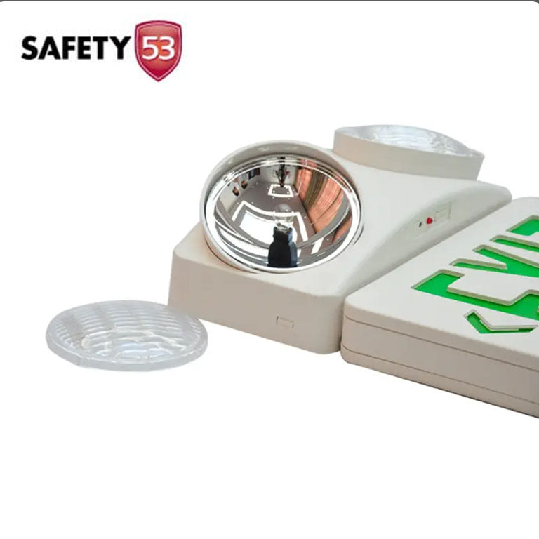 LED Emergency Exit Sign with Dual Adjustable Floodlight Heads