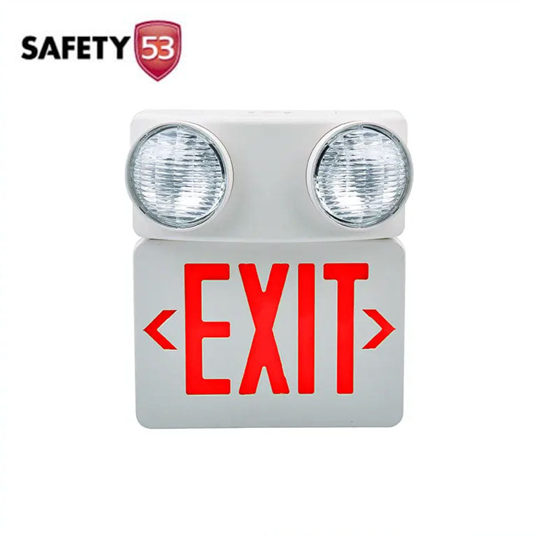 LED Emergency Exit Sign with Dual Adjustable Floodlight Heads