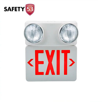 LED Emergency Exit Sign with Dual Adjustable Floodlight Heads