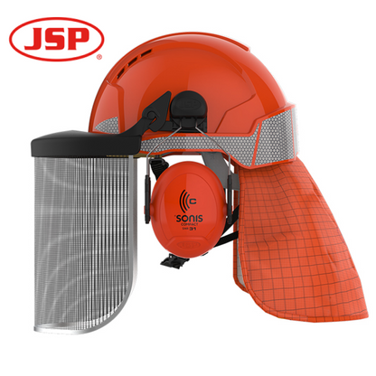 EVOLite Forestry Safety Helmet with Sonis Compact Ear Defenders Orange