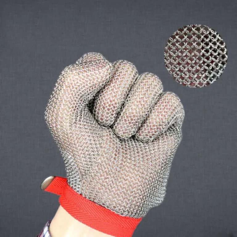 Stainless Steel Wire Mesh Ring Chainmail Cut Resistant Safety Gloves