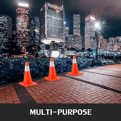 Reflective 18 Inch Safety Traffic Cone with Heavy Rubber Base