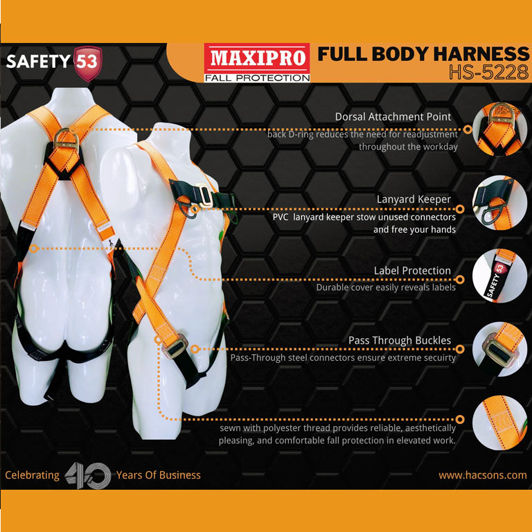 MAXIPRO HS-5228 Full Body Fall Protection Safety Harness