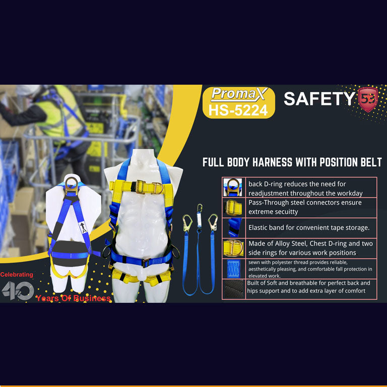 PROMAX HS-5224 Full Body Safety Harness with Side D-Rings