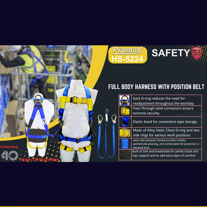 PROMAX HS-5224 Full Body Safety Harness with Side D-Rings