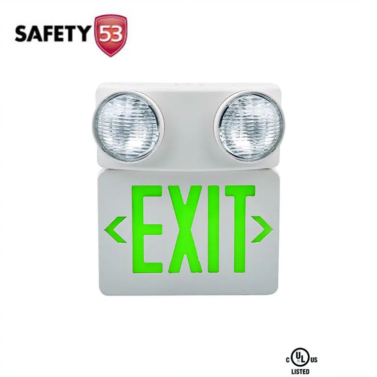 LED Emergency Exit Sign with Dual Adjustable Floodlight Heads