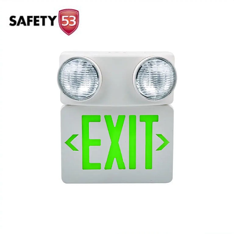 LED Emergency Exit Sign with Dual Adjustable Floodlight Heads