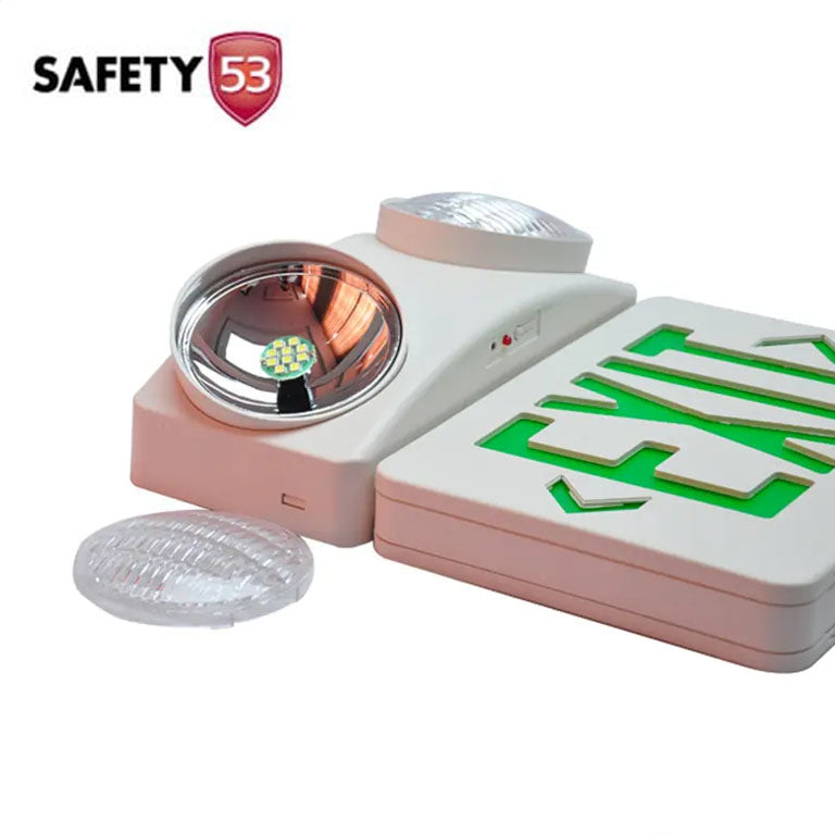 LED Emergency Exit Sign with Dual Adjustable Floodlight Heads